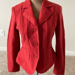 Mainbocher Red 100% Wool Textured Blazer | Size S